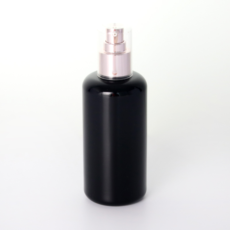 Rose Gold Plated Black Glass Lotion Bottle with Pump - Stylish and Practical Container for Lotion