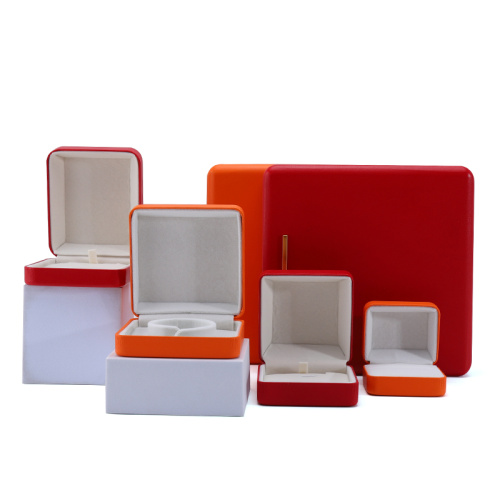 Custom Logo Deep Orange PU Leather Jewelry Box
