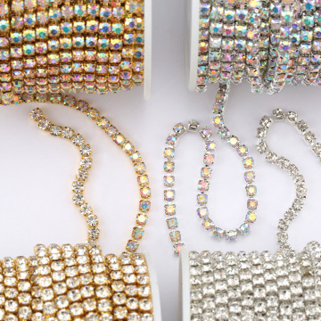 Glitter Crystal Rhinestone Chain Sew-On/Glue-On for Clothes DIY Garment Accessories Trim