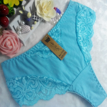 OEM Großhandel China Sky Blue sexy Tanga bequeme Spitze elastische Phantasie Dame Unterwäsche 1123