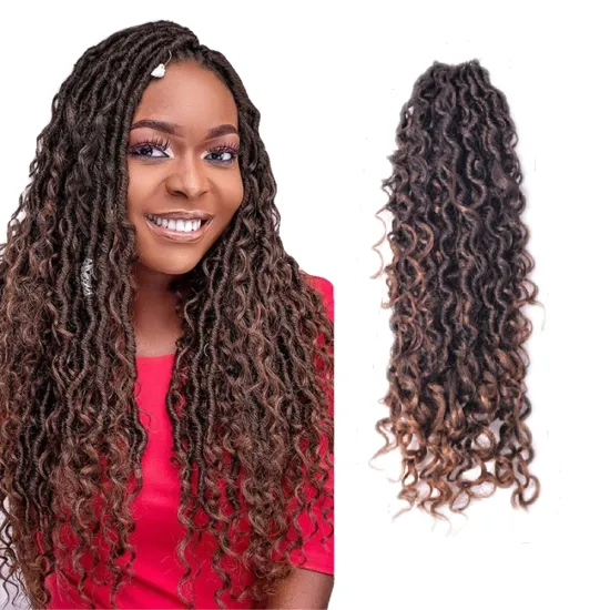 Wholesale Messy River Faux Locs Crochet Hair Extensions With Curly Ends Bohemian River Goddess Locs Afro Synthetic Twist Braids