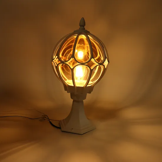 Vintage Antique White Ball Shape Pillar Lighting for Outdoor Gates
