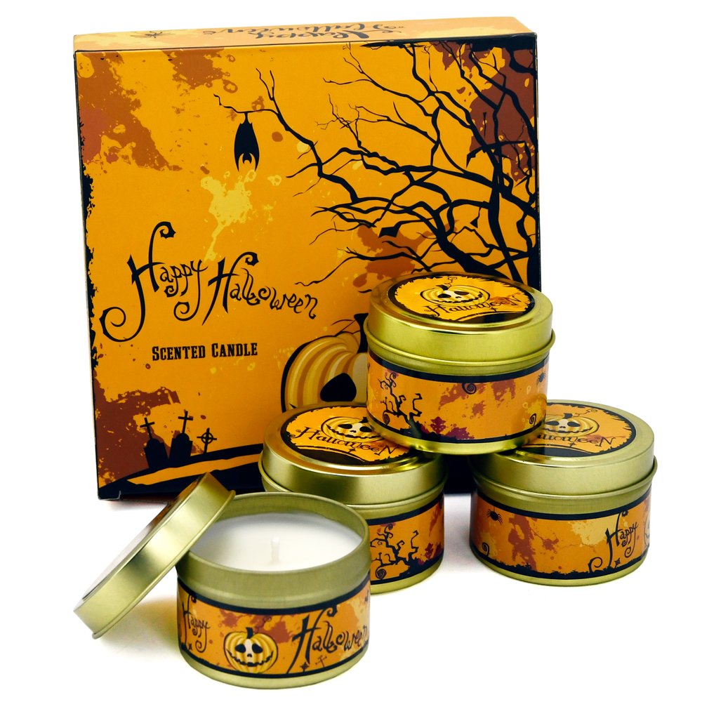 Vela perfumada duradoura com tampa para o Halloween