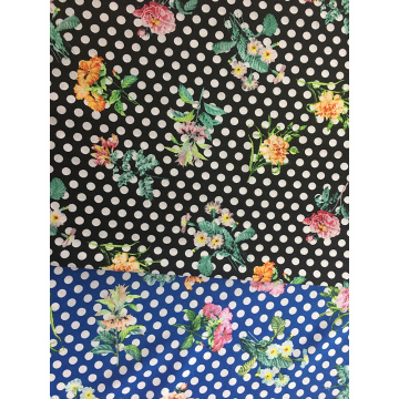 Tela tecida impressão de Rayon Challis 30S da flor dos pontos