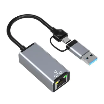 USB C Network Hub: Dual-Function Converter for Mobile Phones, Computers, and Notebooks with RJ45 100/1000Mbps Ethernet Port