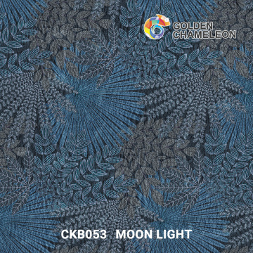 AM007 Digital printing finish Blue Leaf Embroidery