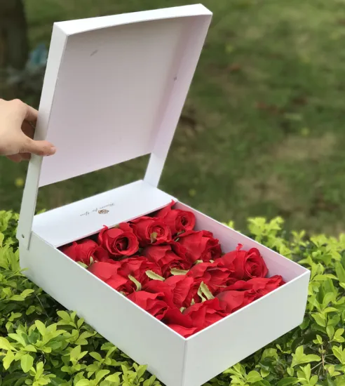Flip-top paper flower gift box