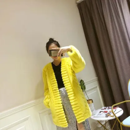 YRC088 Custom women imported velvet mink coat female mink fur coat