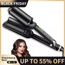 Deep Wave 32MM Hair Curling Irons Three-tube Curler Pro Hair Curling Iron For Salon & Home Ceramic Curling Wand Curl Bar