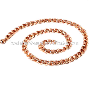 Fashion High Quality Metal Rose Gold Stainless Steel Curb Chain