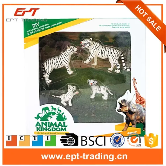 Diy plastic tiger family wild animal model toys set