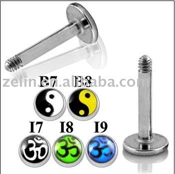 316L stainless steel Yingyang logo lip piercing labret body jewelry