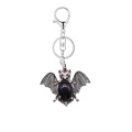 Black Onyx 13X18mm Cabs Antique Silver Alloy Antique Silver Alloy Bat Pendant Keychain