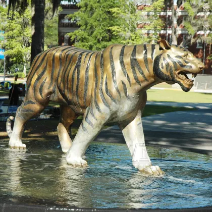 Custom bronze tiger down the mountain sculpture