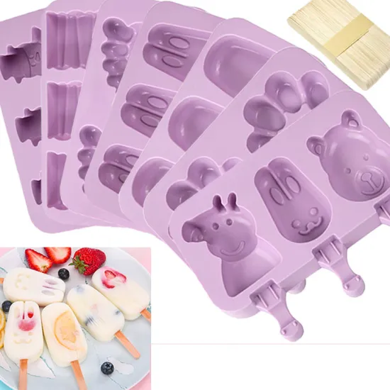 Big Size Silicone Ice Cream Mold Popsicle Molds DIY Homemade Dessert Freezer Fruit Juice Ice Pop Maker Mould with 50 Sticks