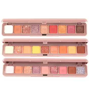 Small 9 Color Eyeshadow Palette: Light Eye Shadow Powder, Dry Formula, Makeup Set with 1g Each Press Logo