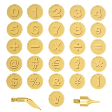 28 피스 목재 불타는 팁 나무 조각 DIY 공예를위한 숫자 및 기호 키트가있는 세트