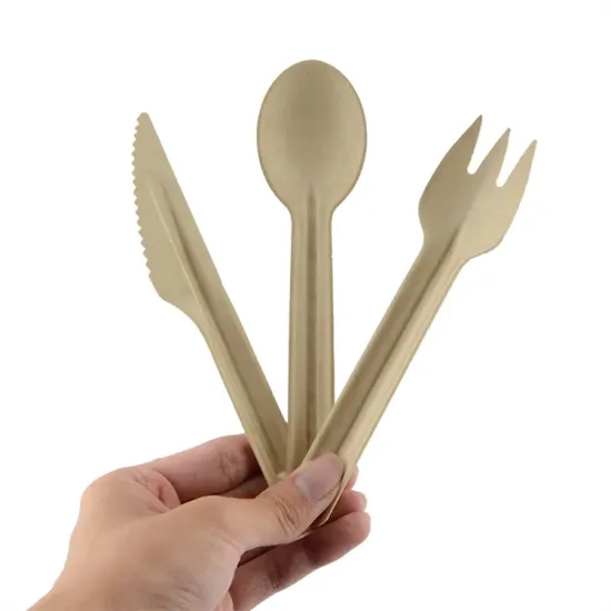 Biodegradable Bagasse Pulp Knife Fork Spoon Cutlery