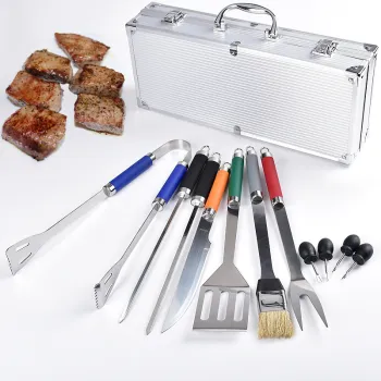 2024 Hot Selling Portable Stainless Steel Barbecue Grilling Set with Carrying Case