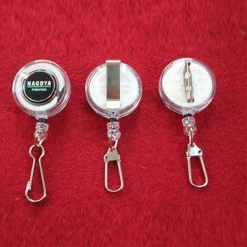 Badge Reels/Holders, Made of Plastic/ABS with Safety Pin/Clip on Backside, 32mm