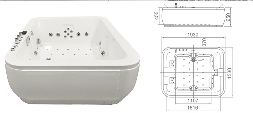 3 Persons Freestanding Bathroom Massage Bathtub