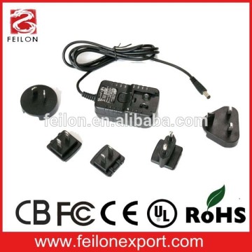 interchangable plug power adapter 9V 1.5A dc power jack plug adapter 5.5*2.1mm AU EU,US UK plugs