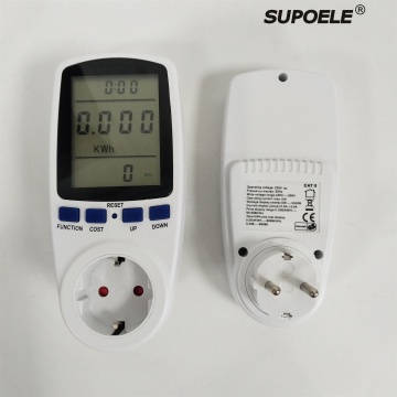 EU Plug Socket Digital LCD Display Power Energy Cost Meter Wattmeter