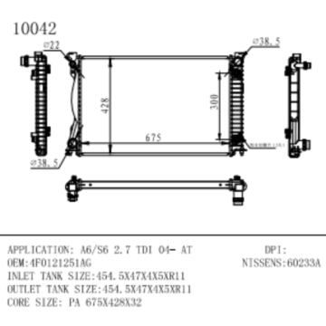 Radiator para Audi A6/S6 2.7 TDI OEMMUMBER 4F0121251AG