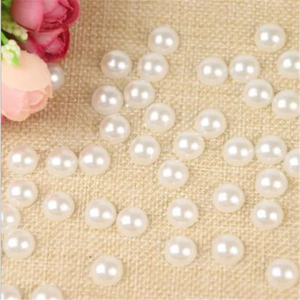 300pcs 4/6/8/10/12/14mm White Half Pearl Beads DIY Imitation Garment Beads Pearl ABS Half Round Beads Craft Scrapbook Beads