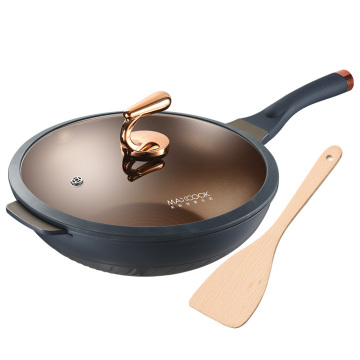Maxcook 32 cm tytanowa powłoka tytanowa nietoplowa aluminiowa patelnia Wok z pokrywką
