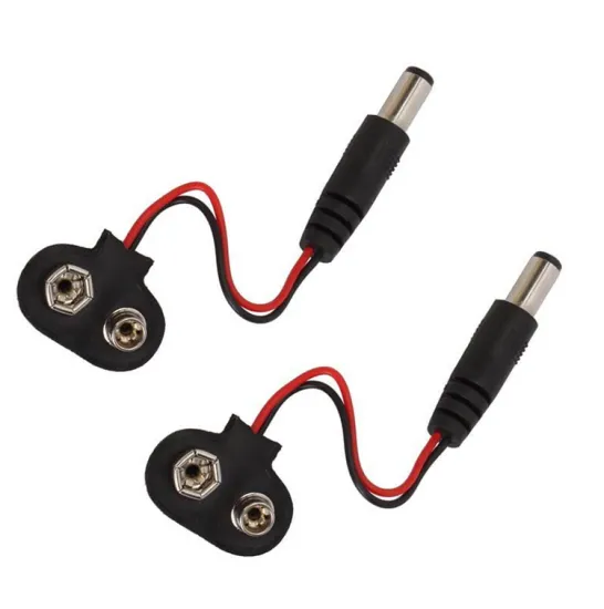 9V Battery Snap Clip Connector to DC Male 5521 Barrel Jack Power Cable for Arduino Boards