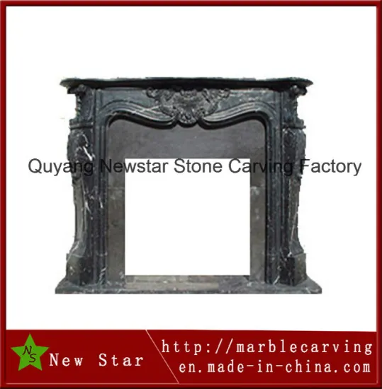 High Polished China Black Granite Fireplace Mantel