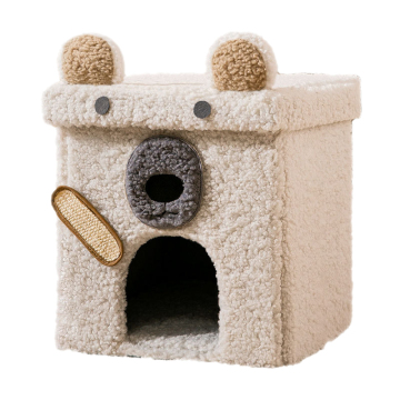 Warm Plush Cat Cube - Comfortable and Washable Pet Cave Bed