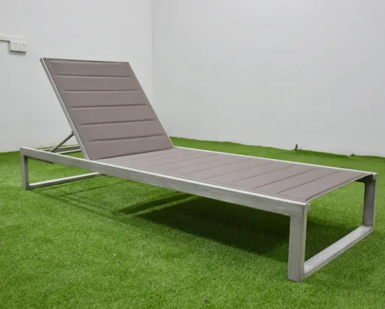 Luxury Hotel Wood Color Outdoor Furniture: Sling Sunbeds and Loungers