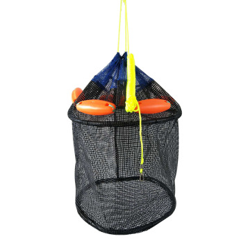 Portable Collapsible Mesh Fishing Bait Cage - 36cm/40cm Storage Basket with Rubber Coated Nylon Net
