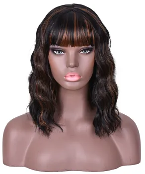 Wholesale Cosplay wig Vendor Water Wave Short Bob Wig With Bangs For Black Women Synthetic Hair Wigs
