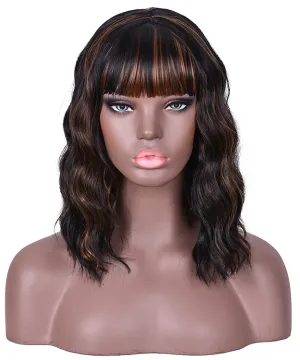 Wholesale Cosplay wig Vendor Water Wave Short Bob Wig With Bangs For Black Women Synthetic Hair Wigs