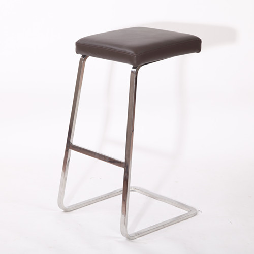 Modern high end bar furniture full leather bar stool with solid metal base parts