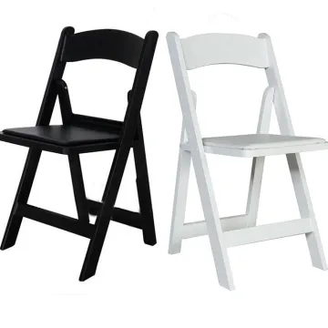 Outdoor Event Party Chairs: White Padded Resin Folding Wimbledon Garden Dining Chairs