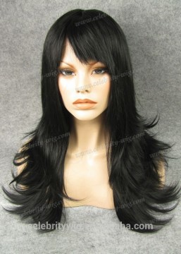 silky straight long hair jet black beautiful wholesale hair synthetic hair wig