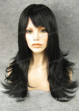 silky straight long hair jet black beautiful wholesale hair synthetic hair wig