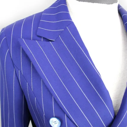 Customized stripes plus size ladies suit 2 piece elegant professional suit for ladies