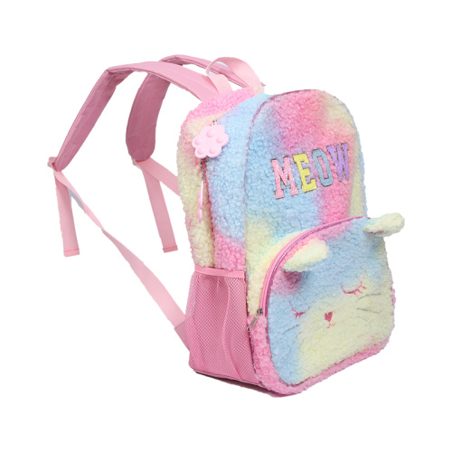Children's backpack Rainbow plush Winter cartoon plush backpack