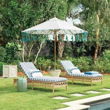 Customize Logo Waterproof Patio Umbrella with Tassels