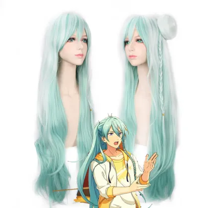 Ainizi Wholesale 100cm Blended Light Blue Synthetic Wig for Game of Ensemble Stars Character Hibiki Wataru Cosplay