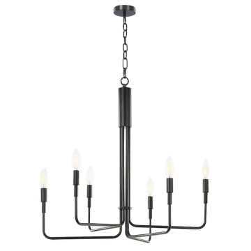 Αμερικανικό στυλ 6-Light E12 BASE Black Farmhouse Chandelier