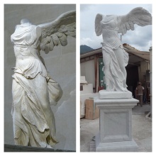 Classic Figure in Hand-Sculpted Marble Feathered Wings