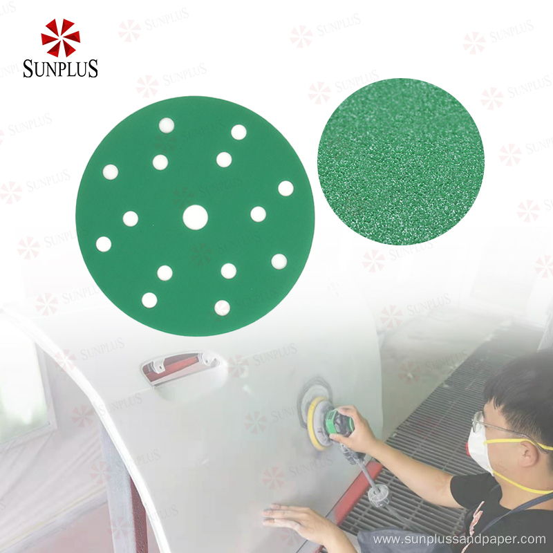 Automotive Hook Loop Sanding Disc Sandpaper Green Film