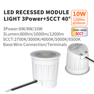 40 ° Modul Downlight 6W-10W 3Power 5CCT Spotlight