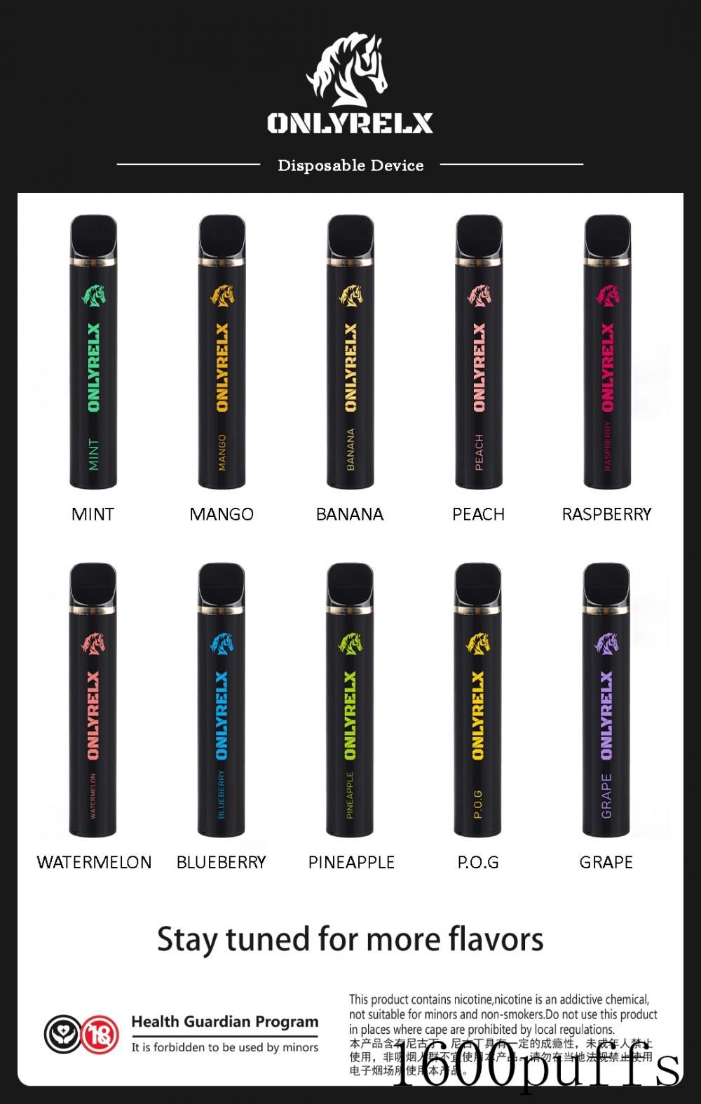 Most Popular Fruit Flavors Disposable E Cigarette 1600PUFFS